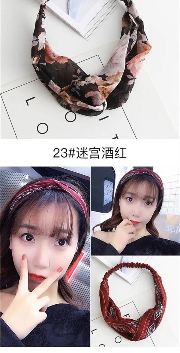 Cross elastic headband chiffon silk headband ladies headband hair accessory sports face wash