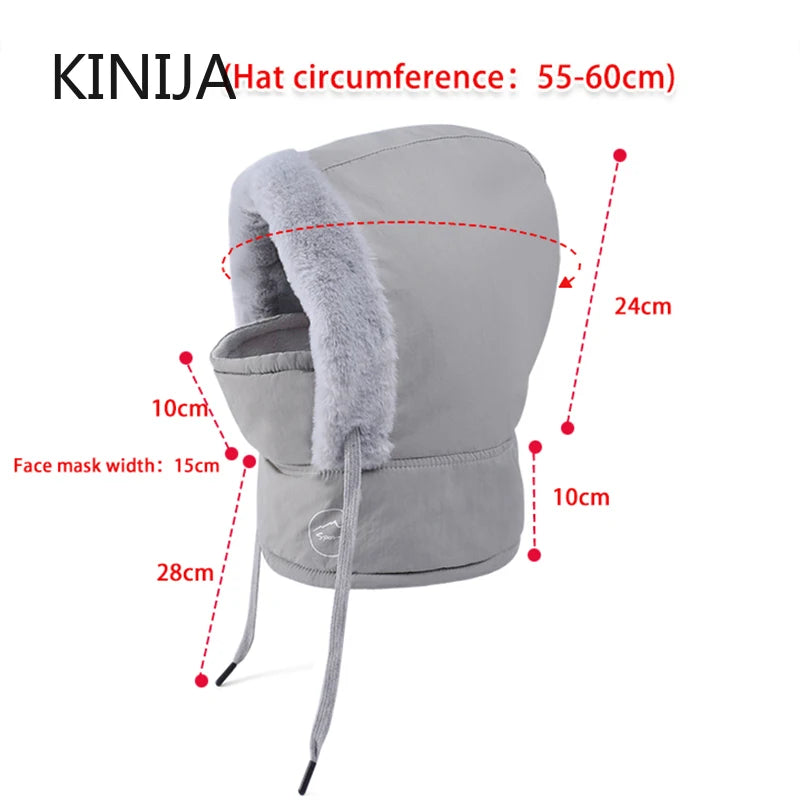 Plush Warm Hat Thickned Beanies Cap Outdoor Windproof Scarf One-Piece Hat Hood Cover Fleece Hat for Cycling Running Waterproof
