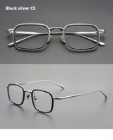 TFTB Retro All Pure Titanium Men's Glasses Luxury Square Small Framework Ultralight Optical Prescription Eyeglasses Frame 142mm