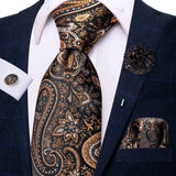 Paisley Pink Necktie With Brooch Silk Elegent Wedding Tie For Men Handky Cufflink Fashion Business Party Hi-Tie Designer