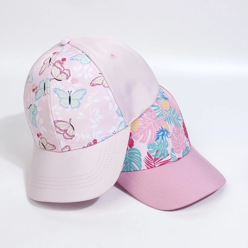 Hot High Ponytail Kids Hat Baseball Cap For Girls Boys Travel Sun Hat Adjustable Children Peaked Caps Hollow Back Ponytail Caps