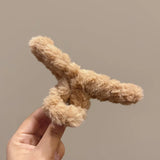 Molans Large Plush Hair Claw Shark Clip Simple Barrettes Crab Hair Clips For Women Hairgrips Autumn Winter Hair Accessories