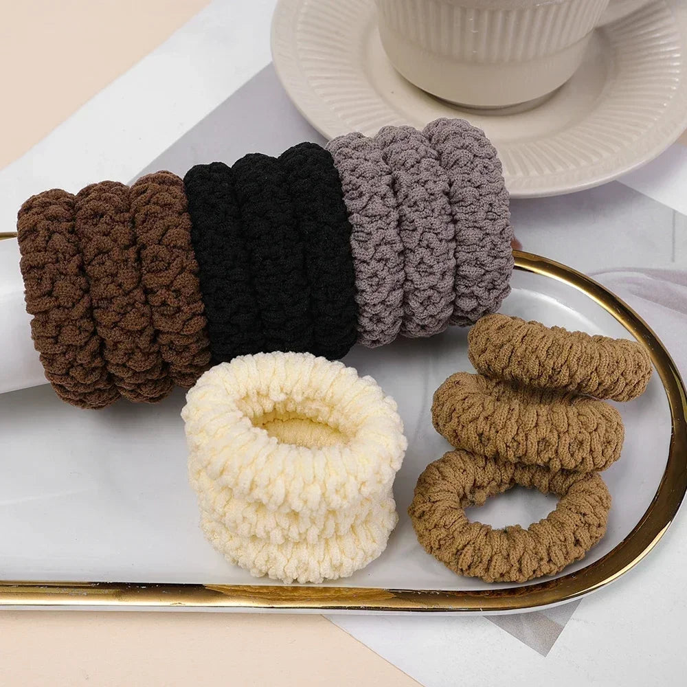 10-50pcs New Korean Woman Big Elegant Elastics Hair Band Solid Color Scrunchies Hair Ties Ladies Ponytail Hold Hair Accessories