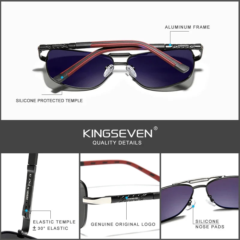 KINGSEVEN Classical Men’s Sunglasses High Quality Aluminum HD Mirror Lens Functional Glasses Women Driving Accessory Eyewear