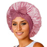 New Satin Sleeping Cap For Women Solid Wide Band Stretch Head Tie Silky Bonnet Edge Wrap Nightcap Hair Care Shower Head Cover