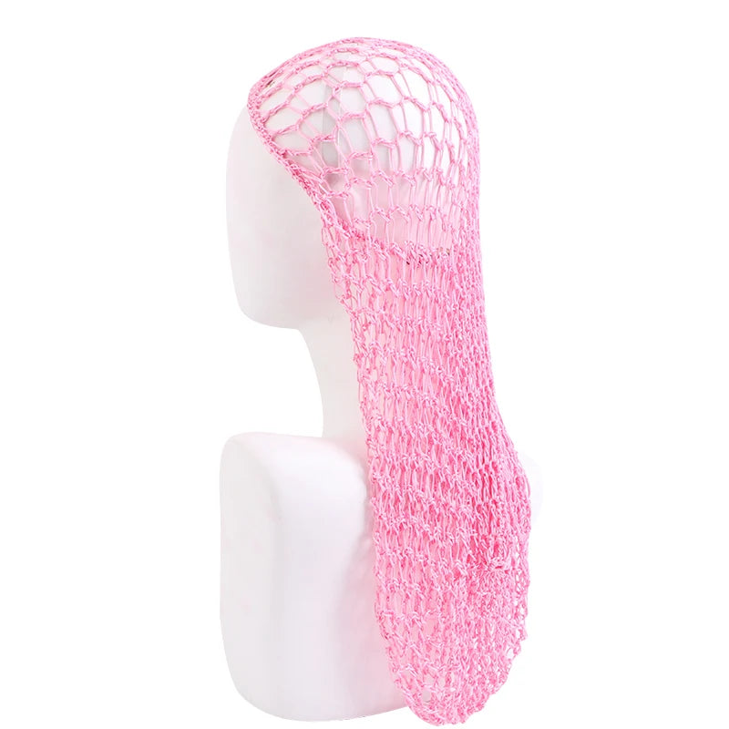 Women Crochet Hair Snood With Elastic Edge Long Hair Net Head Cover Hair Care Nightcap Mesh Pocket Wrap Dreadlock Headwear