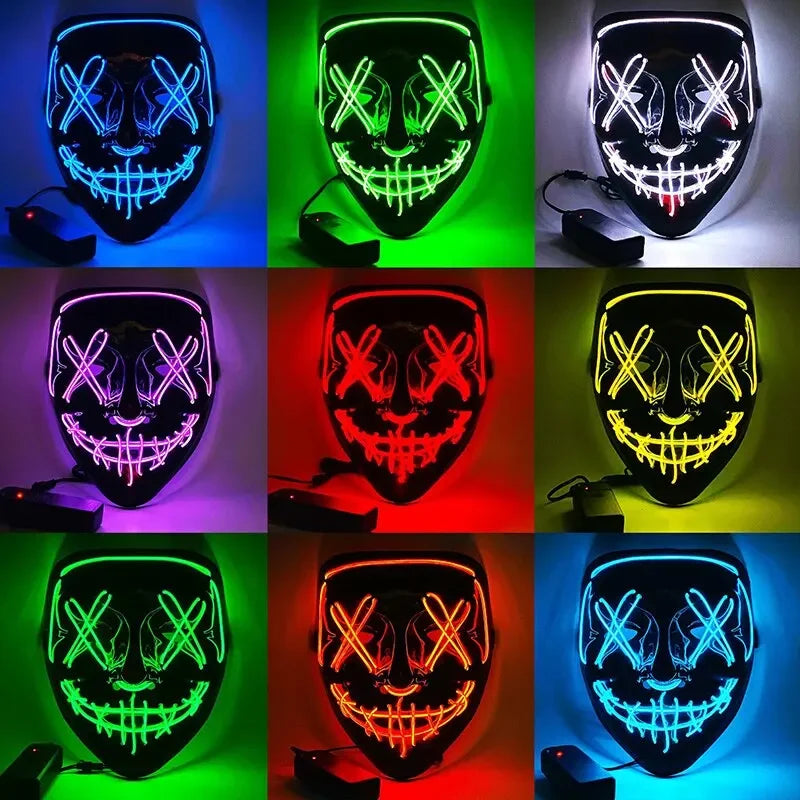 Cosmask Halloween Neon Mask Led Mask Masque Masquerade Party Masks Light Glow In The Dark Funny Masks Cosplay Costume Supplies