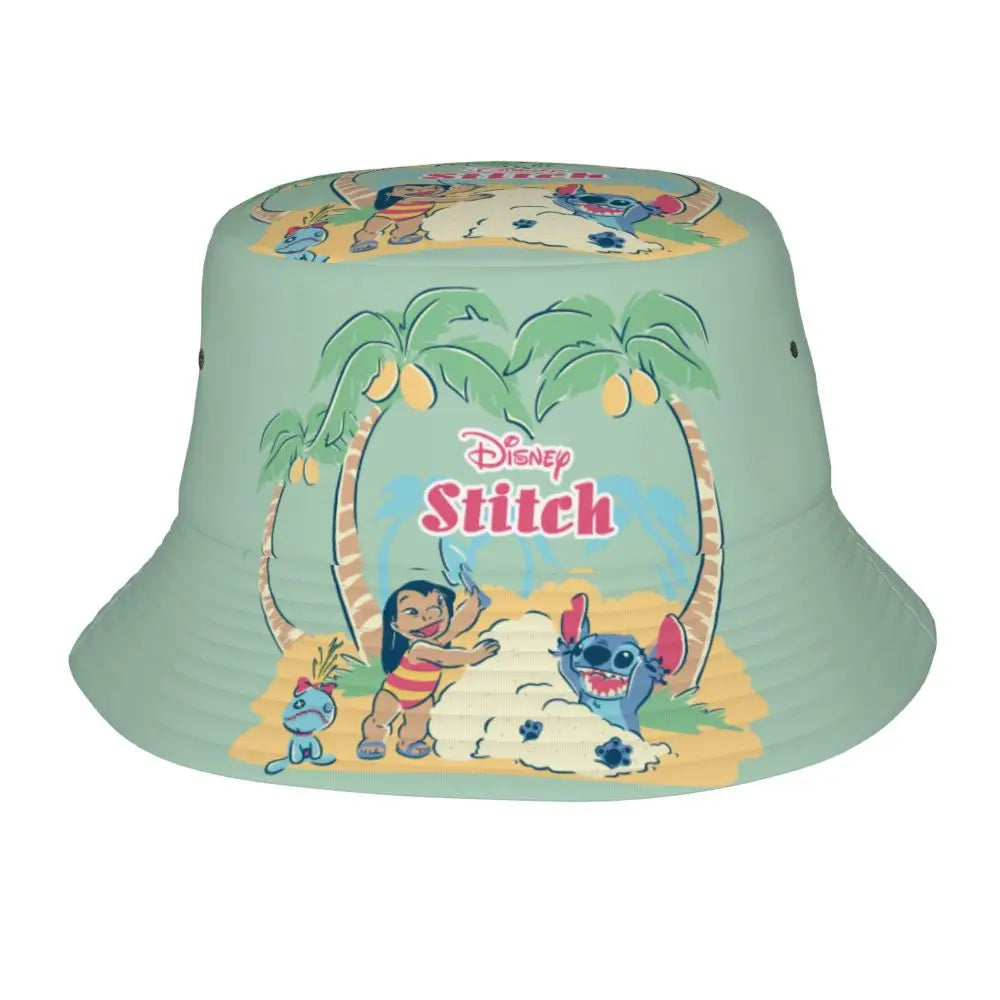 Unisex Kawaii Bucket Hats Funny Stitch Cartoon Accessories Bob Hat For Beach Headwear Lightweight