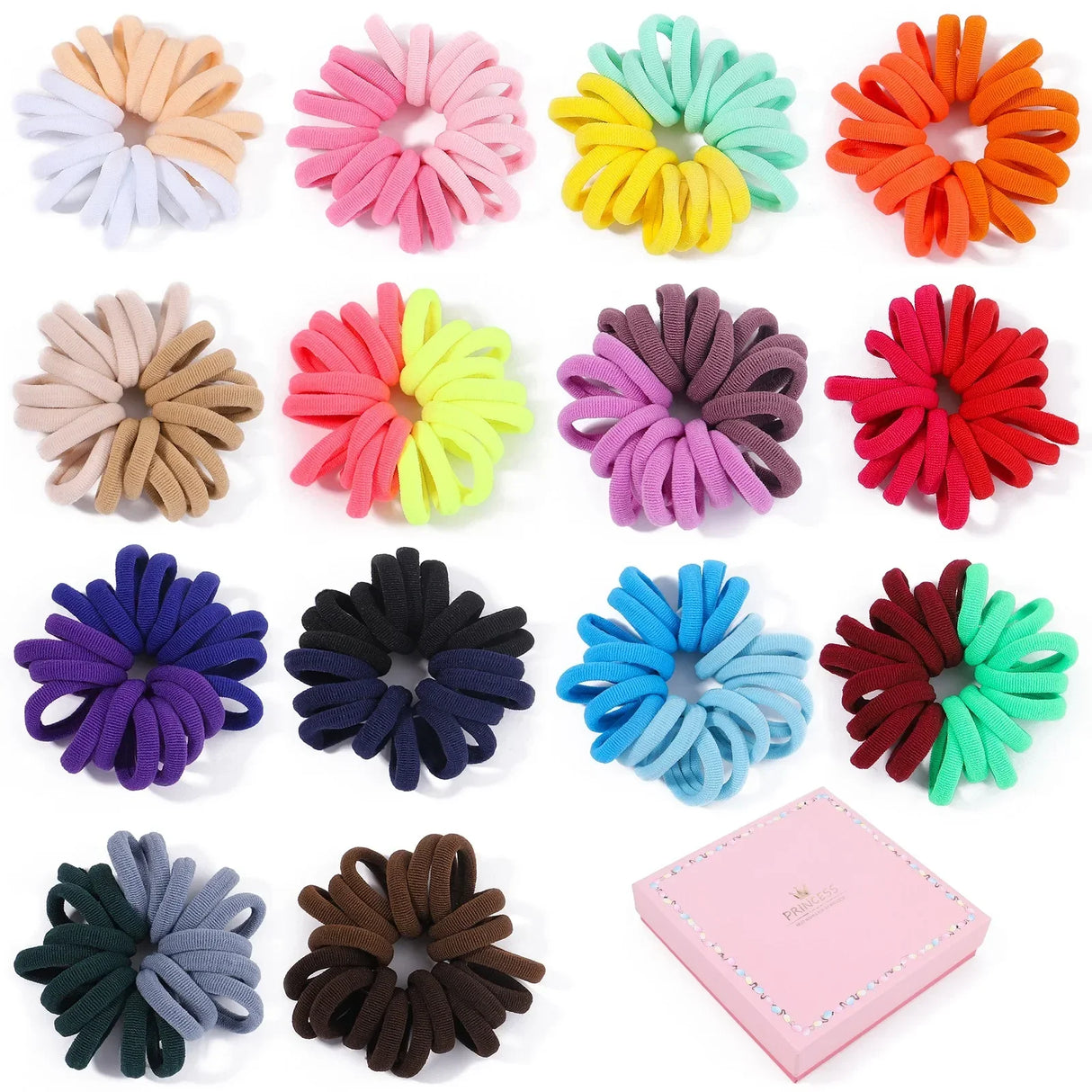 LOVEKIKI 50Pcs Elastic Hair Bands Girls Hair Accessories Mini Colorful Nylon Headband Kids Ponytail Holder Scrunchie Ornaments