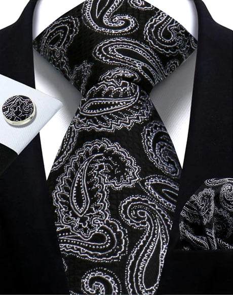 Mens Tie Paisley Jacquard Woven 8cm Formal Business Wedding Necktie Pocket Square Set Suit Cravat High Quality Handmade Gravata