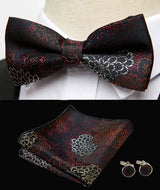 HUISHI Classic Blue Bowties For Men  Paisley Floral Bow Tie Pocket Square Cufflinks Suit Set Wedding Party Plaid Solid Butterfly