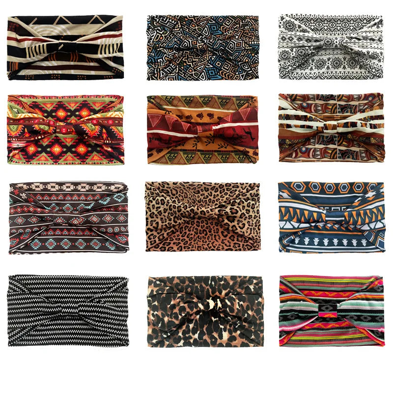 Boho Headbands For Women Fashion Wide Headscarf Bohemian Yoga  Workout Head Bands Hair Accessories Band