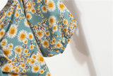 Mini robes d'été pour femmes, mode féminine, imprimé floral, en mousseline de soie, froncée, manches courtes bouffantes, robe décontractée