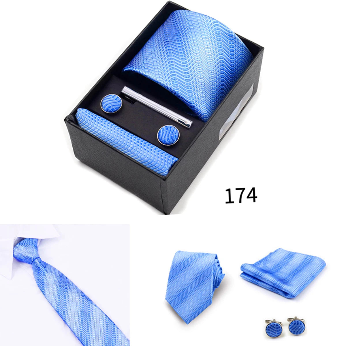 Men's Tie Gift Box With Neckties Handkerchiefs Cufflinks Tie Clips 6-Piece sets Group Business Wedding Festival Formal Ties