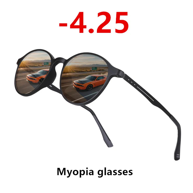 Ultralight Titanium Small Round Frame Men Anti-blue light Myopia Glasses Sunglasses Trend Wild Nearsighted Sun Glasses -1.0~-6.0