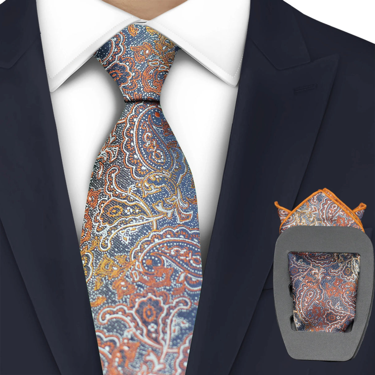 Luxury 7CM Mens Necktie Paisley Ties For Man Groomsman Jacquard Woven Gold Orange Color Neck Tie Business Party