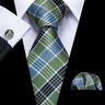 Fashion Luxury Green Silk Tie For Men Casual Formal Wedding Geometric Tie Barry.Wang NeckTies Hanky Cufflinks Set Business Gift