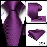 Hi-Tie Purple Lilac Floral Striped Silk Elegant Tie For Men Groom Wedding Men Necktie Pocket Square Cufflink Accessory Wholesale