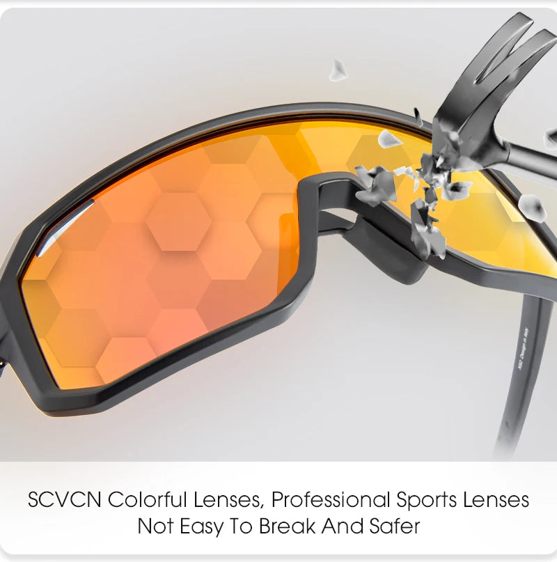 SCVCN New Riding Cycling Sunglasses Outdoor Sports Running Goggles Men's Mtb Bicycle Glasses Women Cycling Eyewear 1 Lens