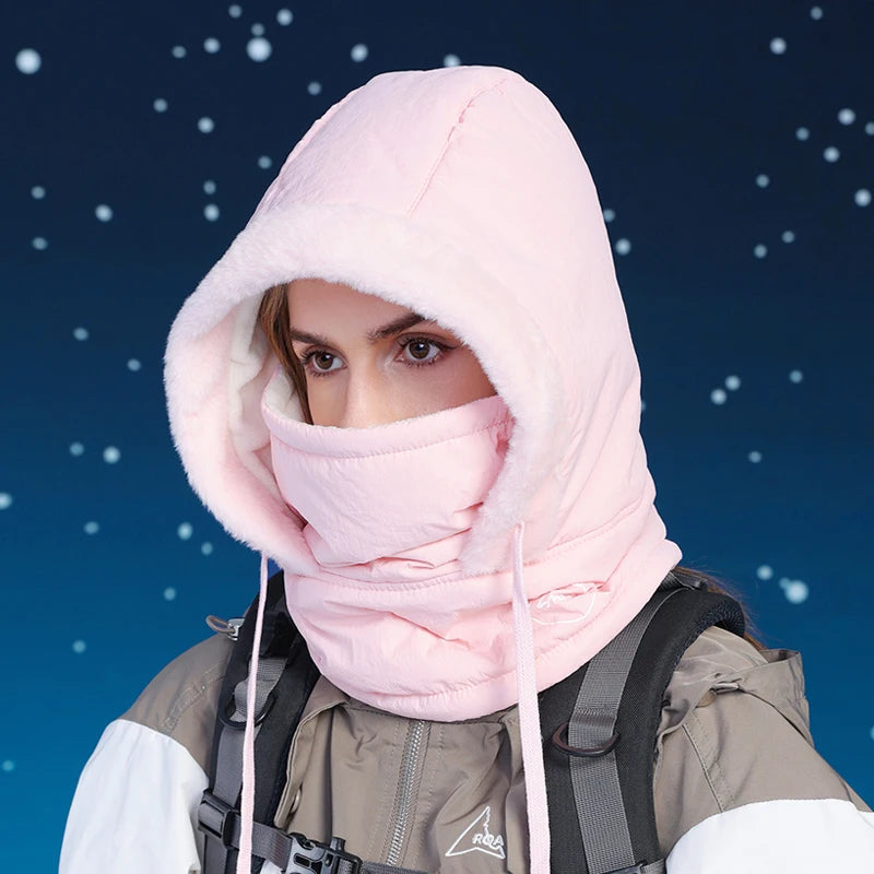 Plush Warm Hat Thickned Beanies Cap Outdoor Windproof Scarf One-Piece Hat Hood Cover Fleece Hat for Cycling Running Waterproof
