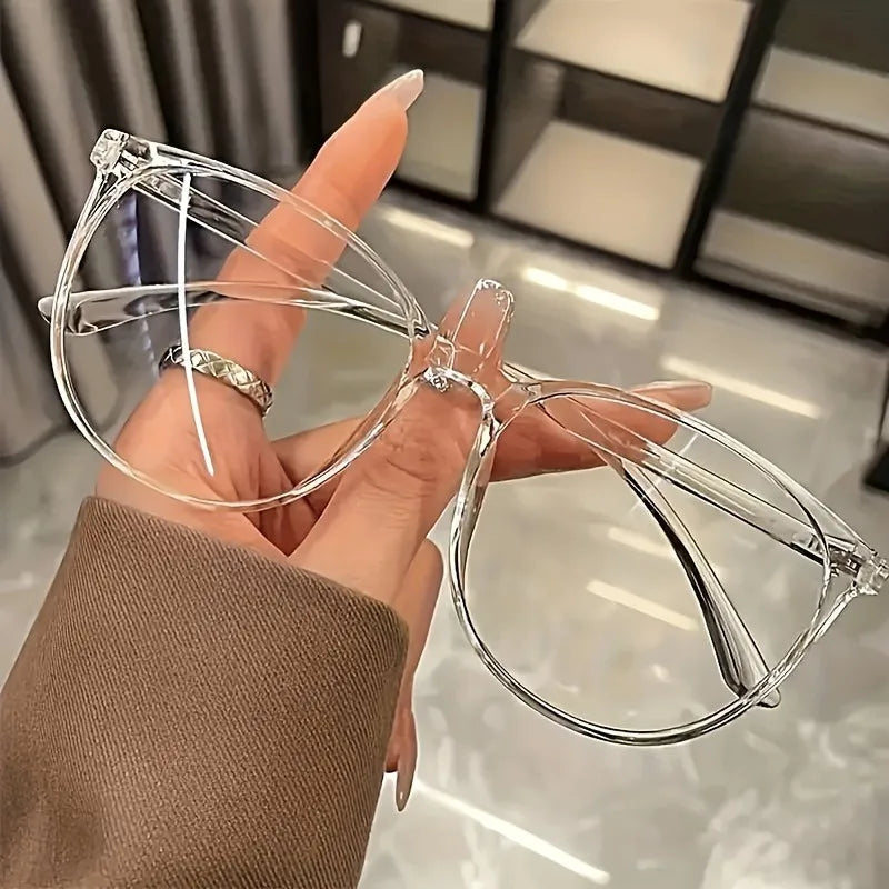 [Blue Light Blocking Glasses] Anti-Blue Light Oval Plastic Full Frame Glasses