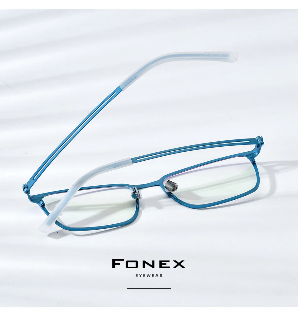 FONEX Titanium Glasses Frame Men New Brand Design Square Eyewear Ultralight-Weight Japanese High Quality Eyeglasses Frames 85779