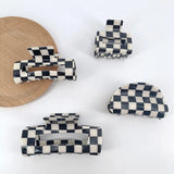 Clearance_Black White Checkered Rectangle Hair Claw Clips For Women Girls Fashion Hair Clips For Styling Claw Clamps Hair Access