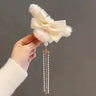 New Fashion Bow Tassel Pendant Hair Clips Korea Ponytail Plush Shark Claw Girls Fall and Winter Gift Hair Accessories