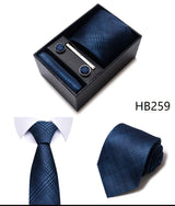 Tie For Men Brand New Style Wedding Gift Tie Pocket Squares Set Necktie Box Men Black Suit Accessories