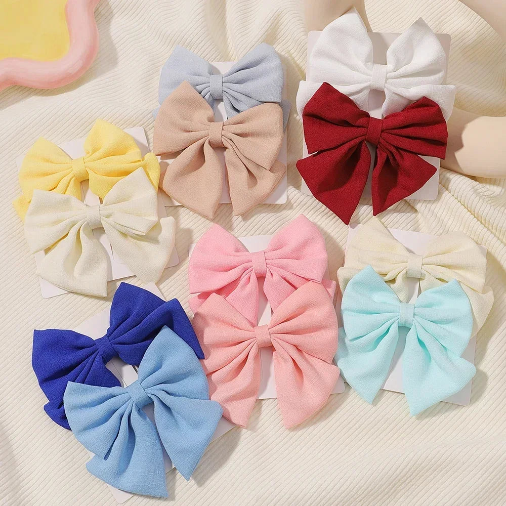 2pcs/set 4.5" Cheer Bow Hair Clip for Kids Lovely Grosgrain Ribbon Hairgripes Girls Delicate Bowknot HairPins Baby Headwear Set