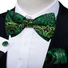 Classic Black Men Bow Ties 100% Silk Bowties Butterfly Pocket Square Cufflinks Set Suit Paisley Gold Pre-Tied Bow Tie DiBanGu