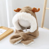 Faux Fur Winter Baby Hat Scarf One-Piece Soft Kids Cap for Girls Boys Cartoon Warmer Neck Ears Baby Bonnet Infant Accessories