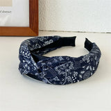 New Bohemian Paisley Print Headbands Cross Knot Wide Hairbands For Women Retro Style Elegant Hair Hoops Non-slip White Navy