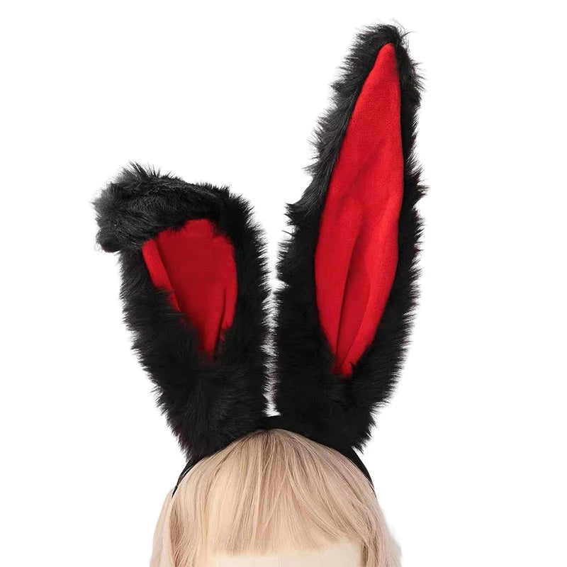 Girls Plush Long Rabbit Ear Hair Bands Headwear Headband Dress Accesorios Women Girl Cosplay Lolita Cosplay Hair Accessories