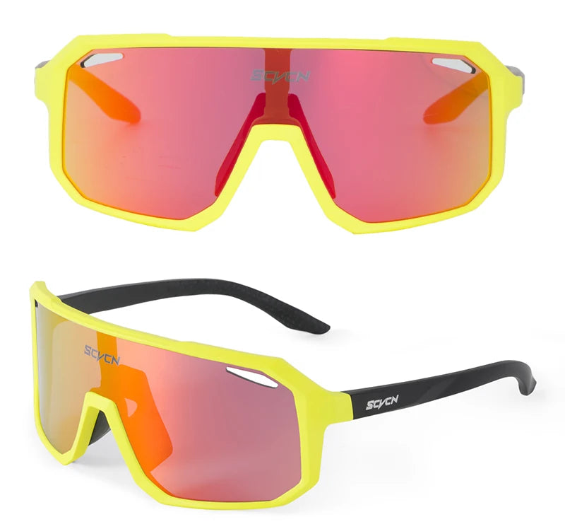 SCVCN New Riding Cycling Sunglasses Outdoor Sports Running Goggles Men's Mtb Bicycle Glasses Women Cycling Eyewear 1 Lens