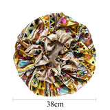 Women Satin Bonnet Cap Double Layer Silky Big Bonnet for Lady Printing Sleep Cap Head Wrap