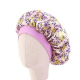 Kids Girls Sleep Cap Floral Print Hair Bonnet Satin Night Sleep Hat Turban Sleeping Hat Children Hair Care Bonnet Nightcap Caps