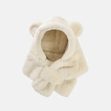 Faux Fur Winter Baby Hat Scarf One-Piece Soft Kids Cap for Girls Boys Cartoon Warmer Neck Ears Baby Bonnet Infant Accessories