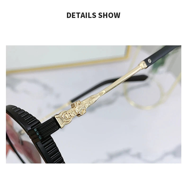 Blue Light Blocking Eye Protection Myopia Eyeglasses Fashion Double Beam Metal Glasses Women Trend Retro Plain Face Eyewear Men
