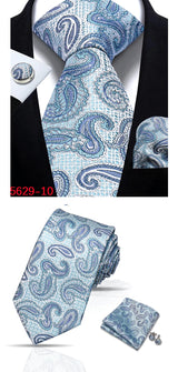 Mens Tie Paisley Jacquard Woven 8cm Formal Business Wedding Necktie Pocket Square Set Suit Cravat High Quality Handmade Gravata