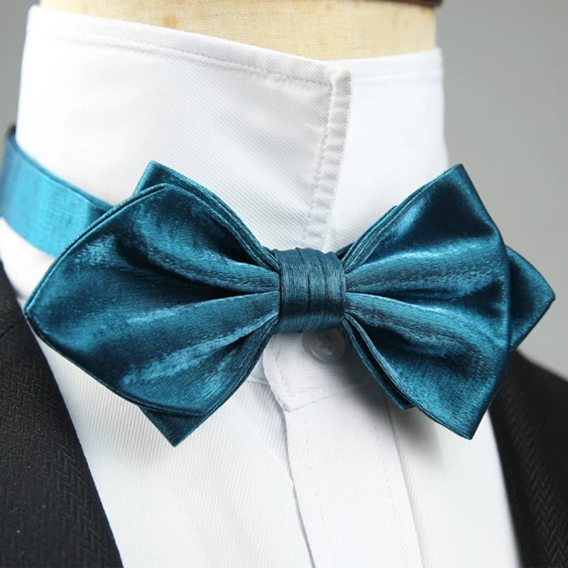 4 Styles Solid Color Black White Wine Bow Ties New Ribbon Gilded Butterfly Double Layered Wedding Party Bowknot Tuxedo Cravat