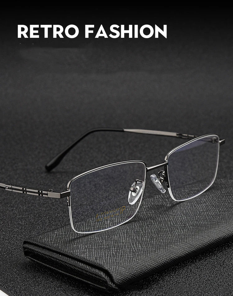 High Quality Men Pure Titanium Half-Rim Glasses Frame Ultra-Light Comfortable Business Myopia Prescription Glasses Frame