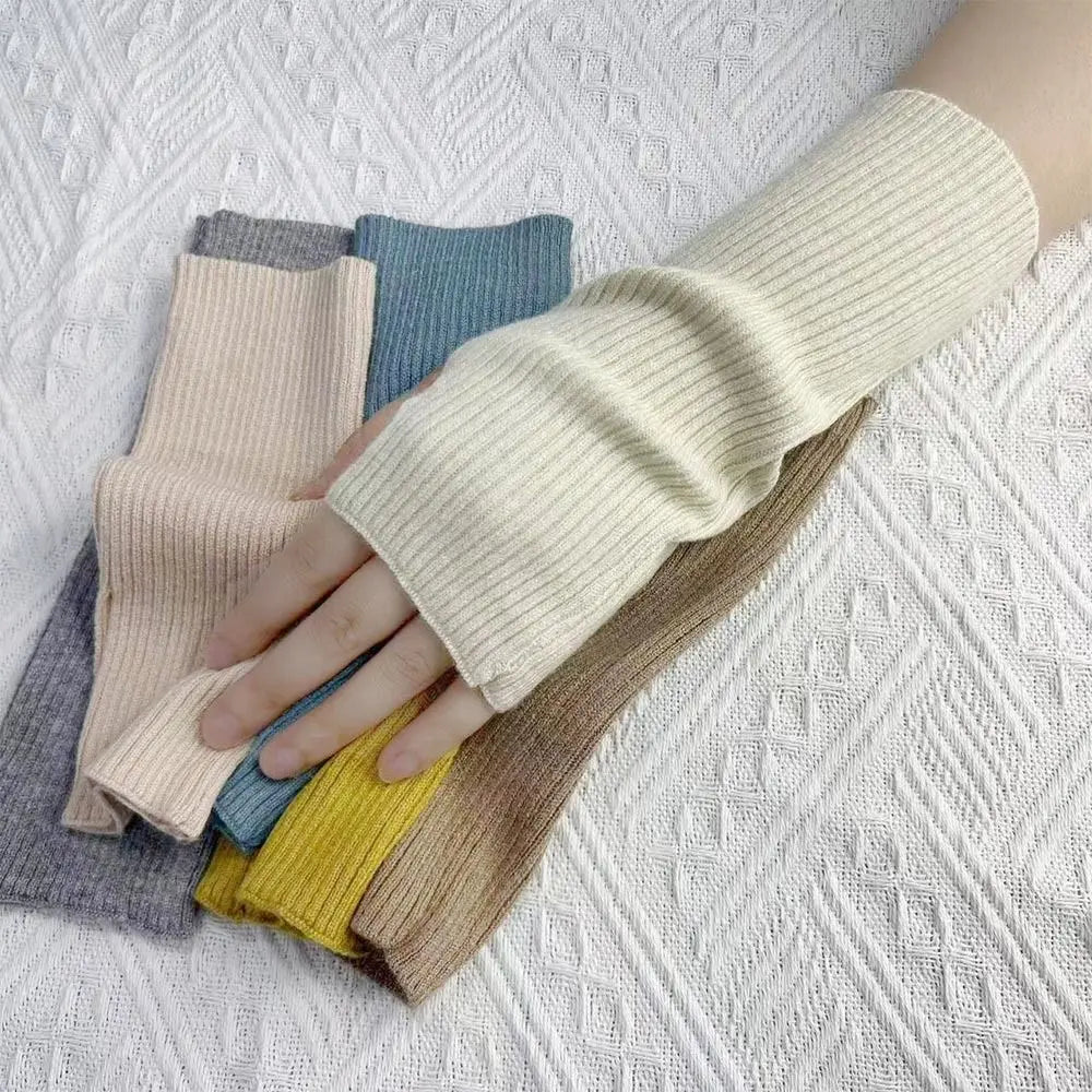 Long Fingerless Gloves Women Mitten Winter Arm Warmer Knitted Arm Sleeve Fashion Casual Soft Girls Clothes Punk Gothic Gloves