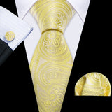 Classic Gold Silk Men Necktie Fashion Stripe High Quality Handkerchief Cufflinks Set Wedding Male Ties Business Party Barry.Wang