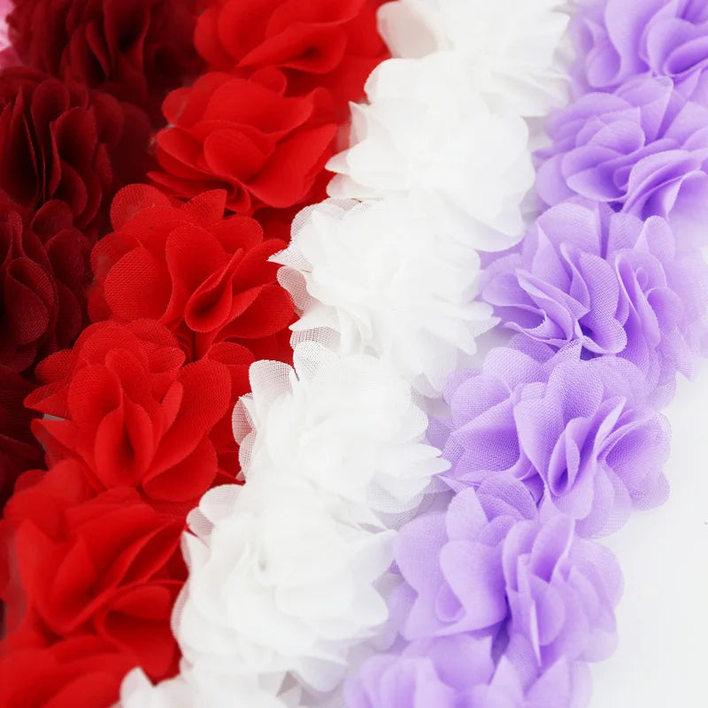 (1 meter) Chiffon lace fabric Webbing Decoration flower gift ribbons crafts Non-woven fabrics base