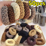 50/10Pcs New Korean Woman Big Elegant Elastics Hair Band Solid Color Scrunchies Hair Ties Ladies Ponytail Hold Hair Accessories