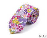 New Style Floral Printed 6cm Tie Blue Green Purple Skinny 100% Cotton Necktie For Men Women Wedding Party Suits Shirt Accessory