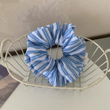 Woman Large Fresh Stripes Elastics Hair Band Versatile Scrunchies Hair Ties Ladies Ponytail Holder Girl Fashion Hair Accessories
