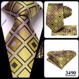 2022 New Design Yellow Gold Paisley Fashion Brand Tie for Men Wedding Party Necktie Handky Cufflinks Gift Wholesale Hi-Tie