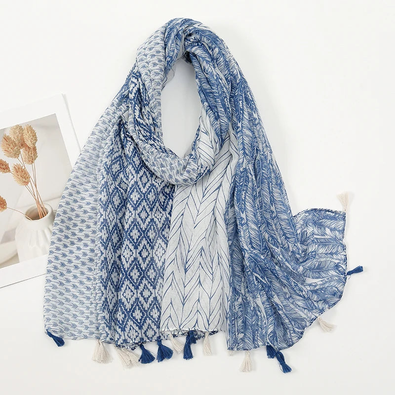 Fashion Printed Leopard Scarf Female Spring Muslim Women Hijab Scarves Tassel Large Size Headband Handkerchief Women's Bandana